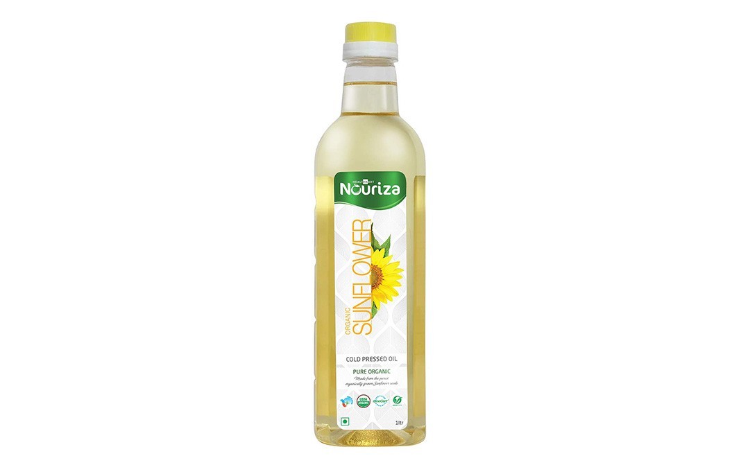Nouriza Organic Sunflower Cold Pressed Oil   Glass Bottle  1 litre